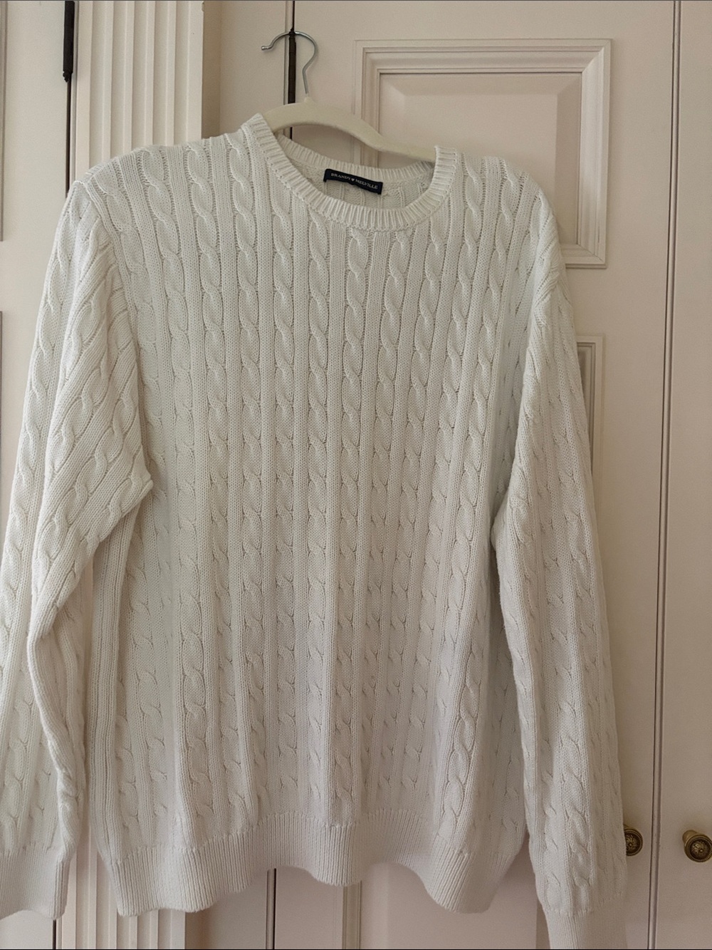 Brandy Melville Cream Cable-Knit Crewneck Sweater